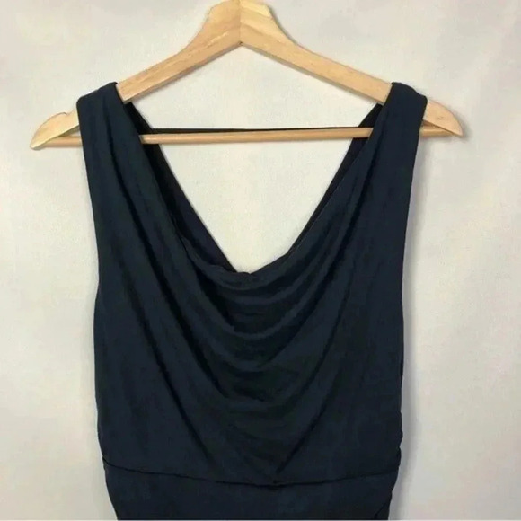 Kut From the Kloth Navy Blue Cowl Neck Ruched Midi Dress 6 - Picture 3 of 5